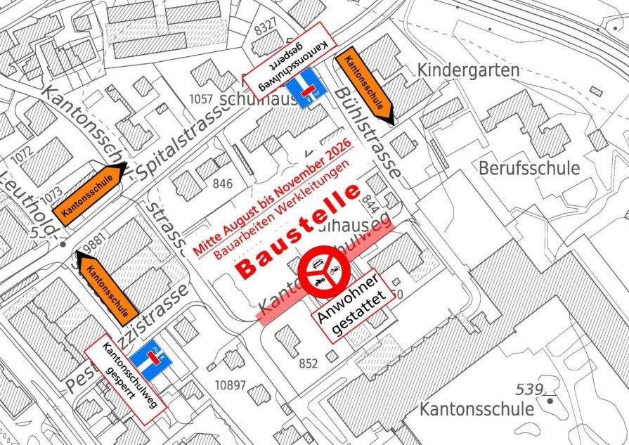 Situationsplan Baustelle Kantonsschulweg